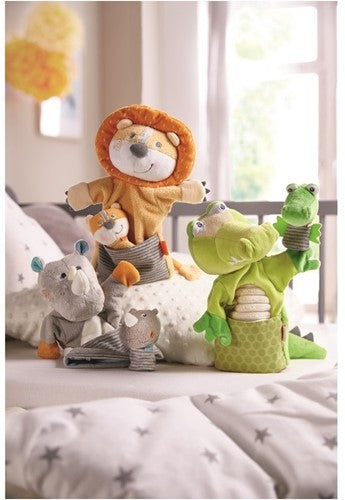 Handpop Krokodil met Baby