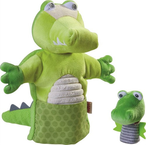 Handpop Krokodil met Baby