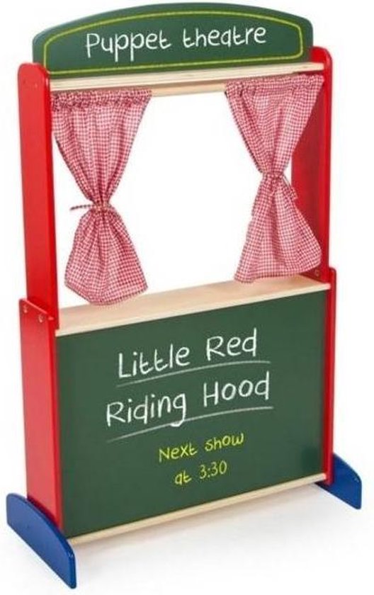 Houten poppenkast met krijtbord Pintoy