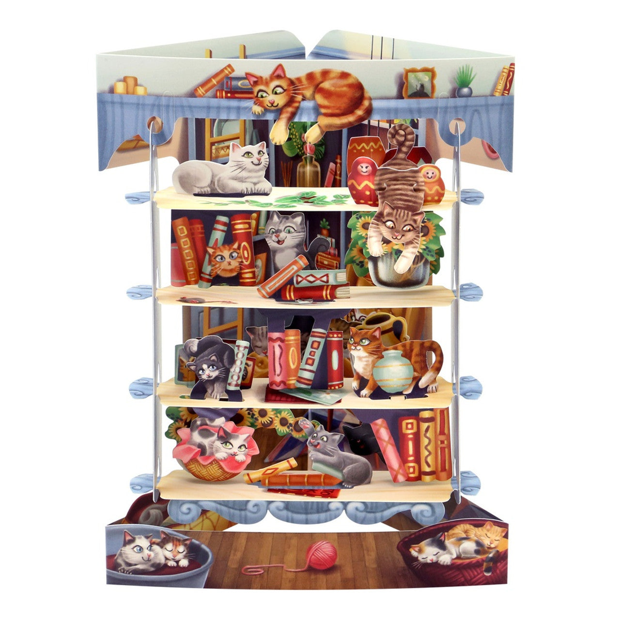 Wenskaart Swing Cards 'Cats in the library'