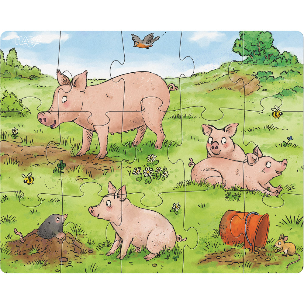 Puzzels Jonge boerderijdieren Haba 3 in 1