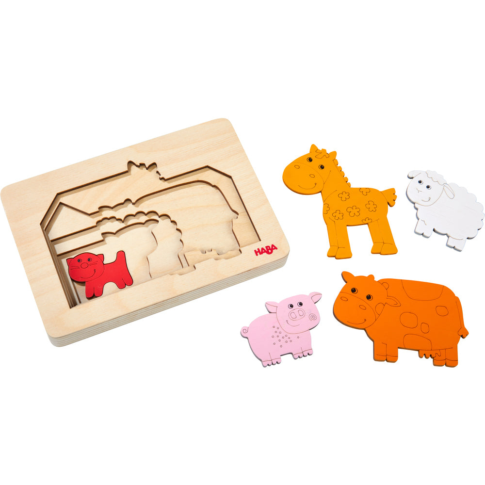Houten puzzel Dieren op de boerderij