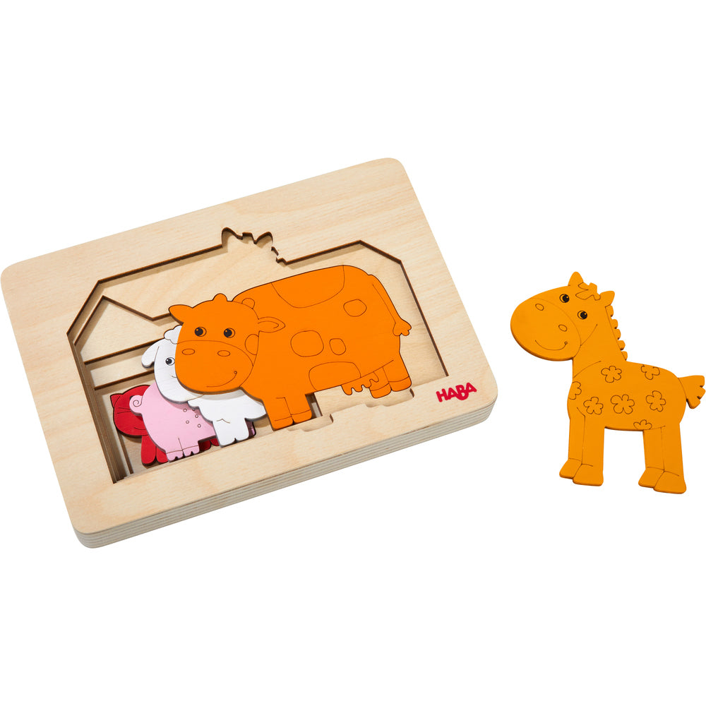 Houten puzzel Dieren op de boerderij