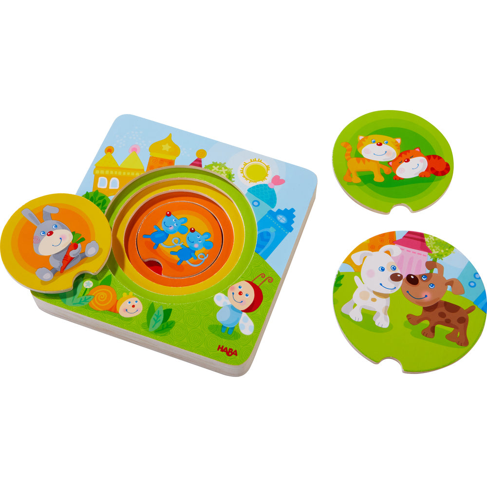 Houten puzzel Kakelbonte jonge dieren