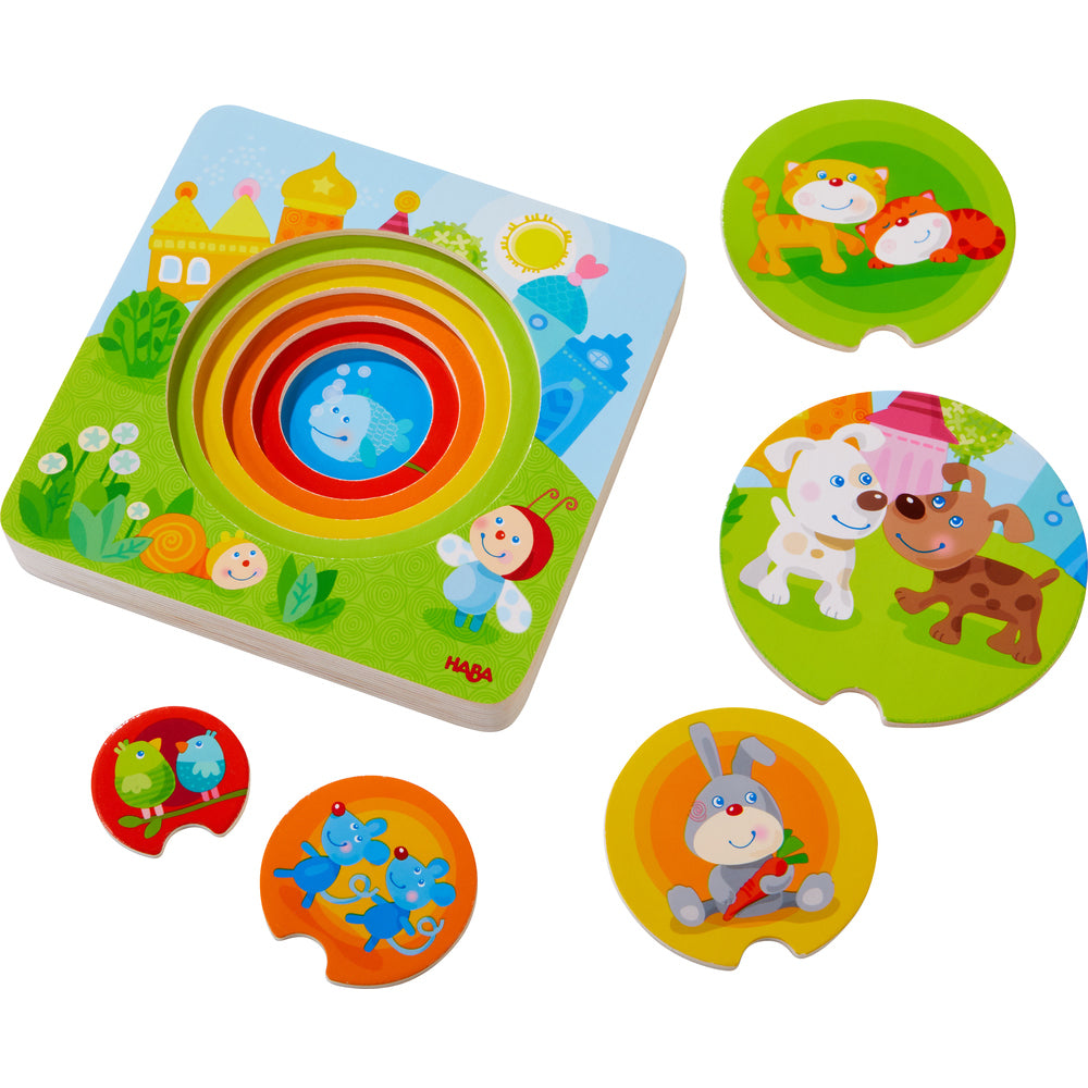 Houten puzzel Kakelbonte jonge dieren