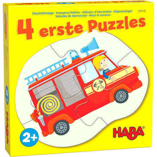 4 eerste puzzels hulpvoertuigen Haba
