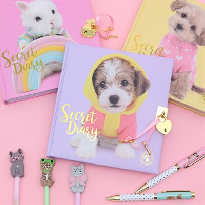 Puffy Dagboek met slotje Puppy-ontwerp