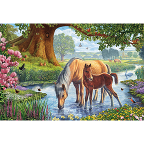 Paarden bij de stroom - 150 stukjes - puzzel