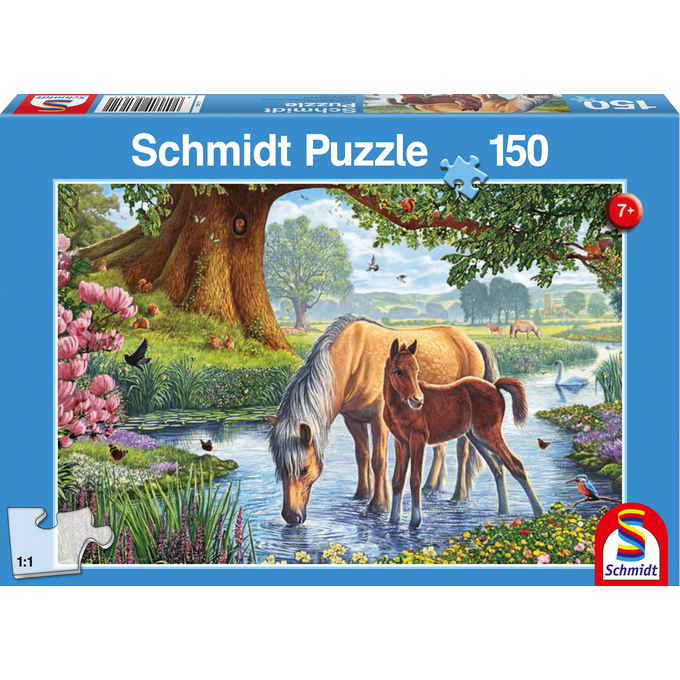 Paarden bij de stroom - 150 stukjes - puzzel