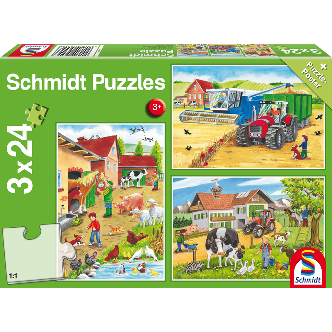 Op de Boerderij - 3 x 24 stukjes - puzzel