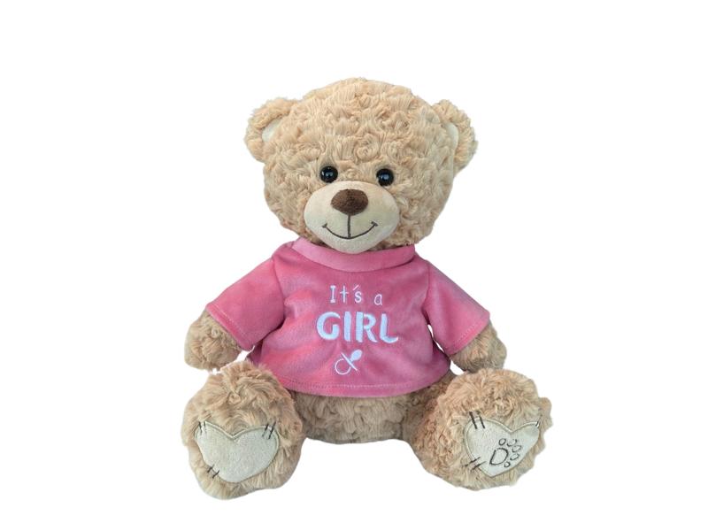 Dotti beer met t-shirt 'It's a girl' 30 cm