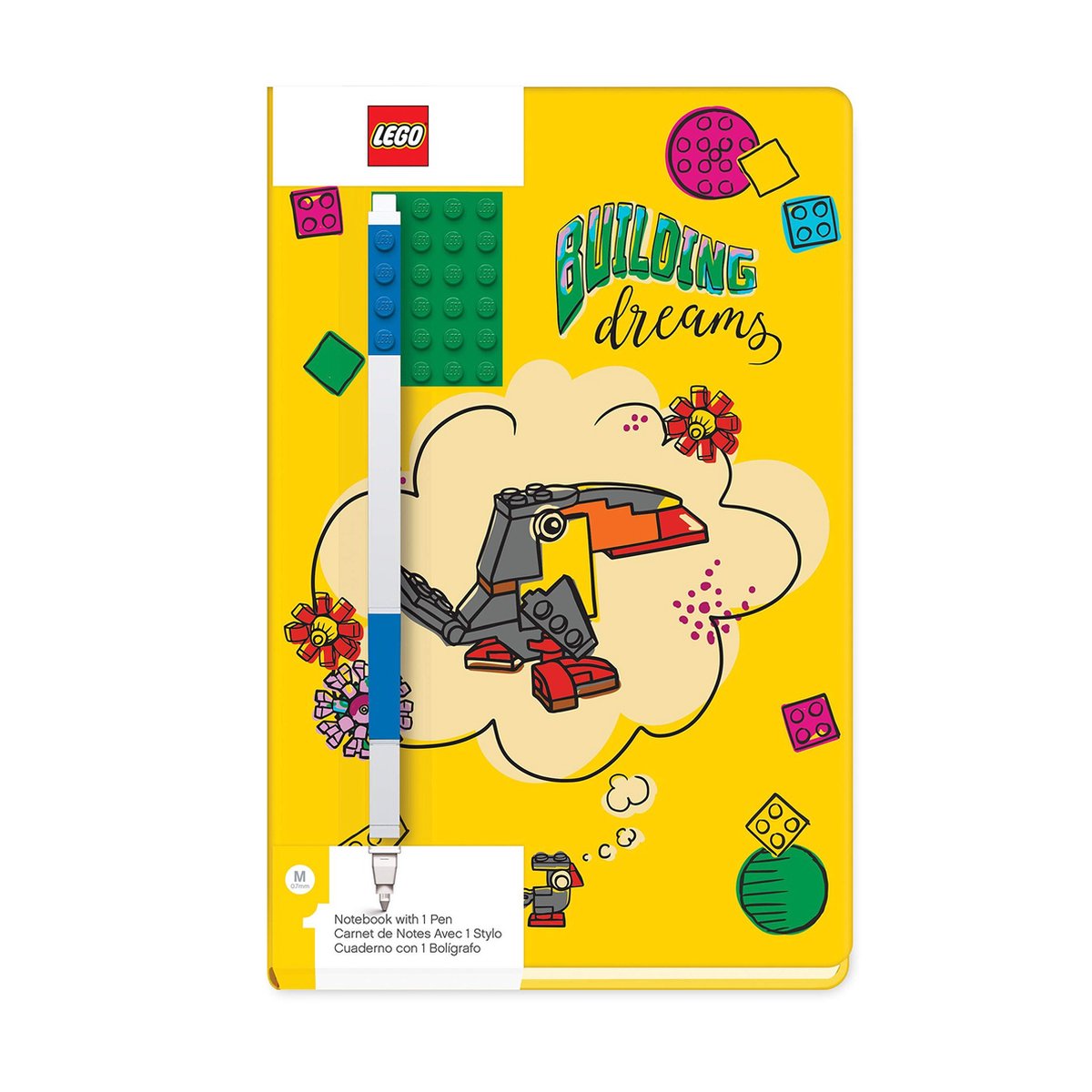 Lego Notitieboek geel met pen 'Building Dreams'