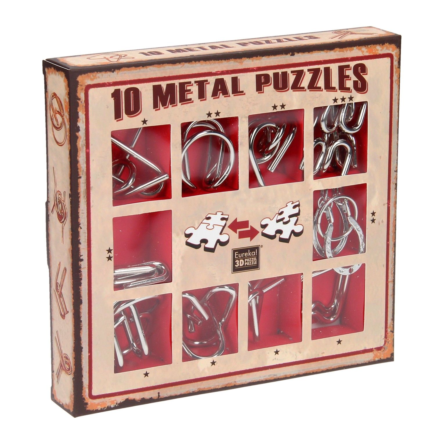 10 metal puzzles red